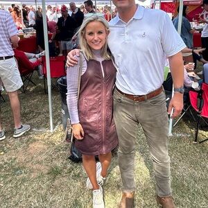 Free people burgundy faux leather zip mini dress